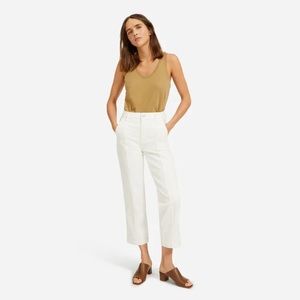 everlane utility straight-leg pant in bone sz 10